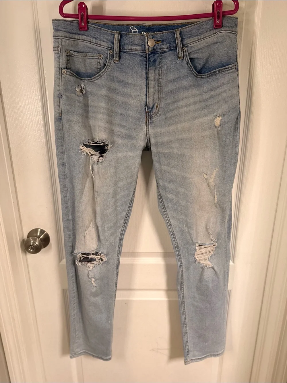 Original Use Light Blue Distressed Slim Men's Jeans